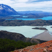 Lago Grey and Lago Pehoe seen from the Mirador Ferrier